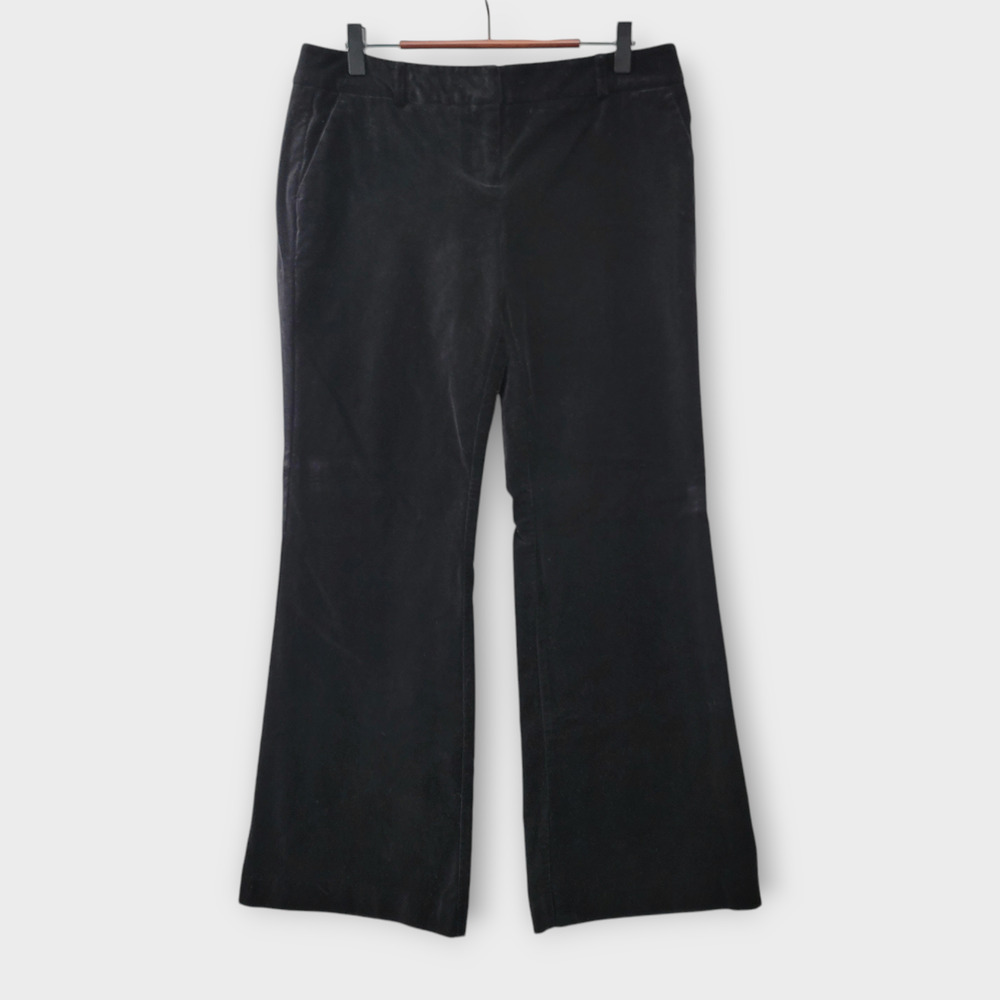 New York & Co Velvet Flare Leg Pants Womens‎ Size 6 Black Low Rise Stretch